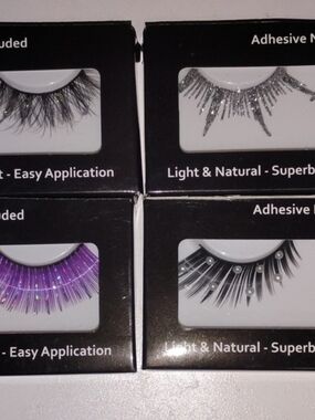 Source Unknown Decorative False Eyelashes in Black, Silver & Purple